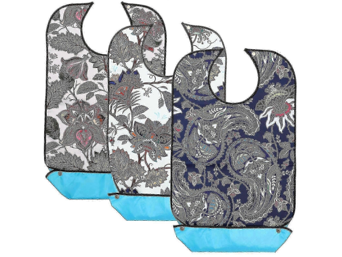Conjunto De 3 Babadores Decorativos Para Adultos, Ideais Para Idosos, Com Alça Ajustável - Hk603