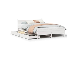Cama Sem Colchão 150x200 cm Madeira de Pinho Maciça Branco MAISON EXCLUSIVE