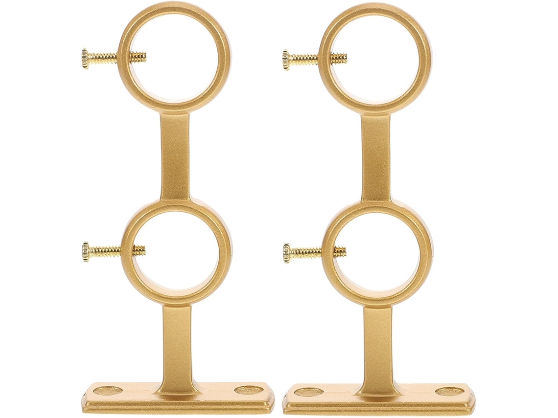 Suportes Duplos Ajustáveis Para Varão De Cortina Yardenfun, 2 Unidades, Liga De Alumínio Dourado Com Suporte Robusto