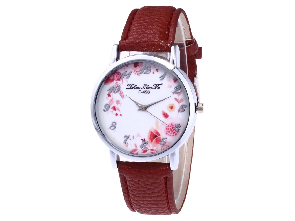 Reloj De Pulsera De Aleación Con Dial Redondo Analógico De Cuarzo Pareja Café