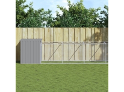 Vidaxl Casota Cães C/ Parque 110x1221x110 Cm Aço Galvaniz. Cinza-claro