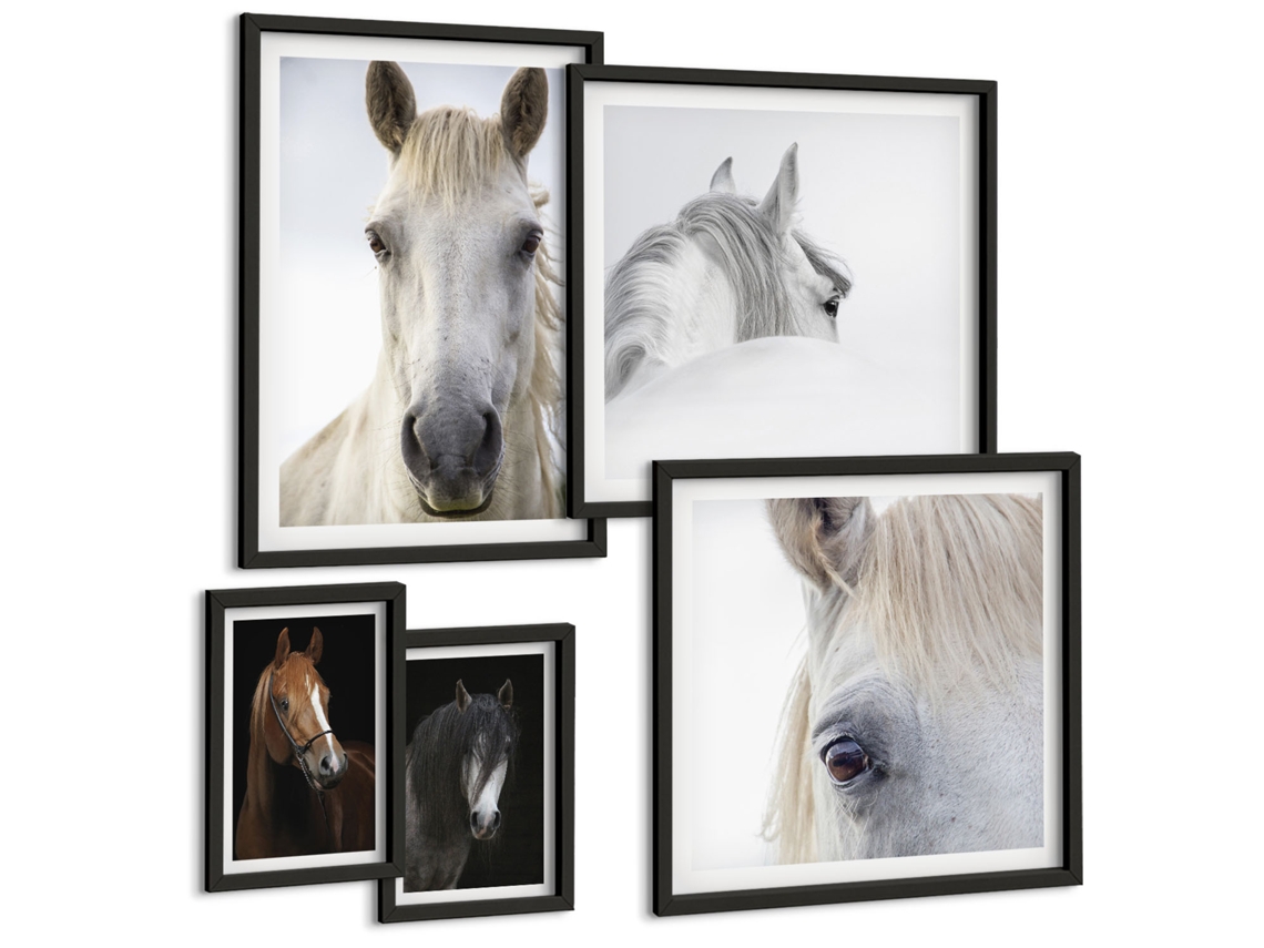 Conjunto De Pinturas Retratos De Cavalos Em Estilos Artísticos Espelharte (5 Peças)