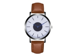 Relógio de Pulso Masculino de Quartzo com Pulseira de Pu Estilo Casual e Negócio Cor Café Claro