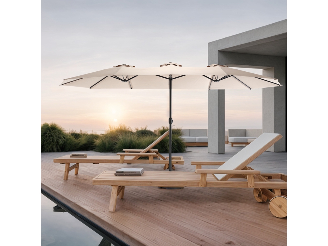 Guarda-sol Retangular 4.5m com Manivela, Cáqui, SINI TECH STORE