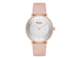 Relógio De Pulso Feminino Casual De Quartzo, Fino E Resistente À Água, Com Pulseira De Couro Redonda, Ideal Para Estudantes.