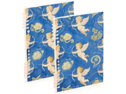Conjunto de 2 Cadernos Desenho Cupido Azul A5 Caderno Espiral com Linhas 60 Folha (21,1 X 14,5 Cm e Largura)