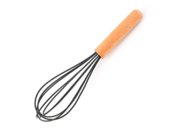 Batedor De Silicone Com Cabo Madeira, Batedor Para Massa De Panquecas, Cinza Klb