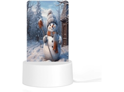 Luminária noturna de LED em acrílico com base e plugue de plástico, com estampa de floco de neve na função de iluminação.
