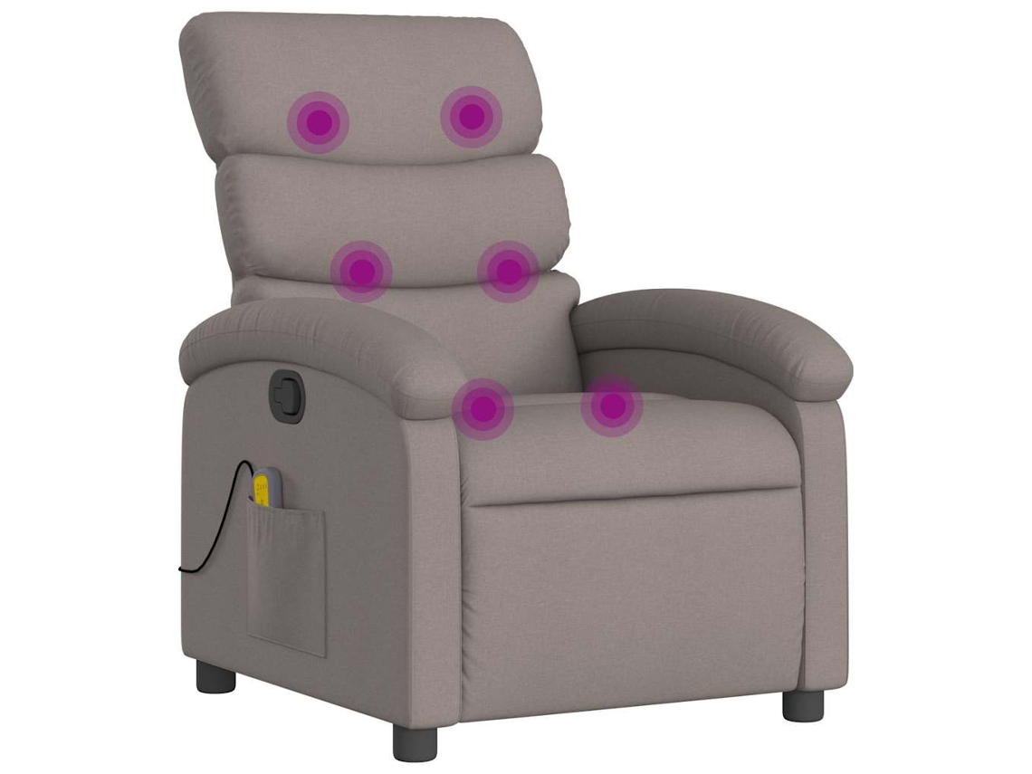 Poltrona De Massagens Reclinável Tecido Vidaxl Cinzento-acastanhado