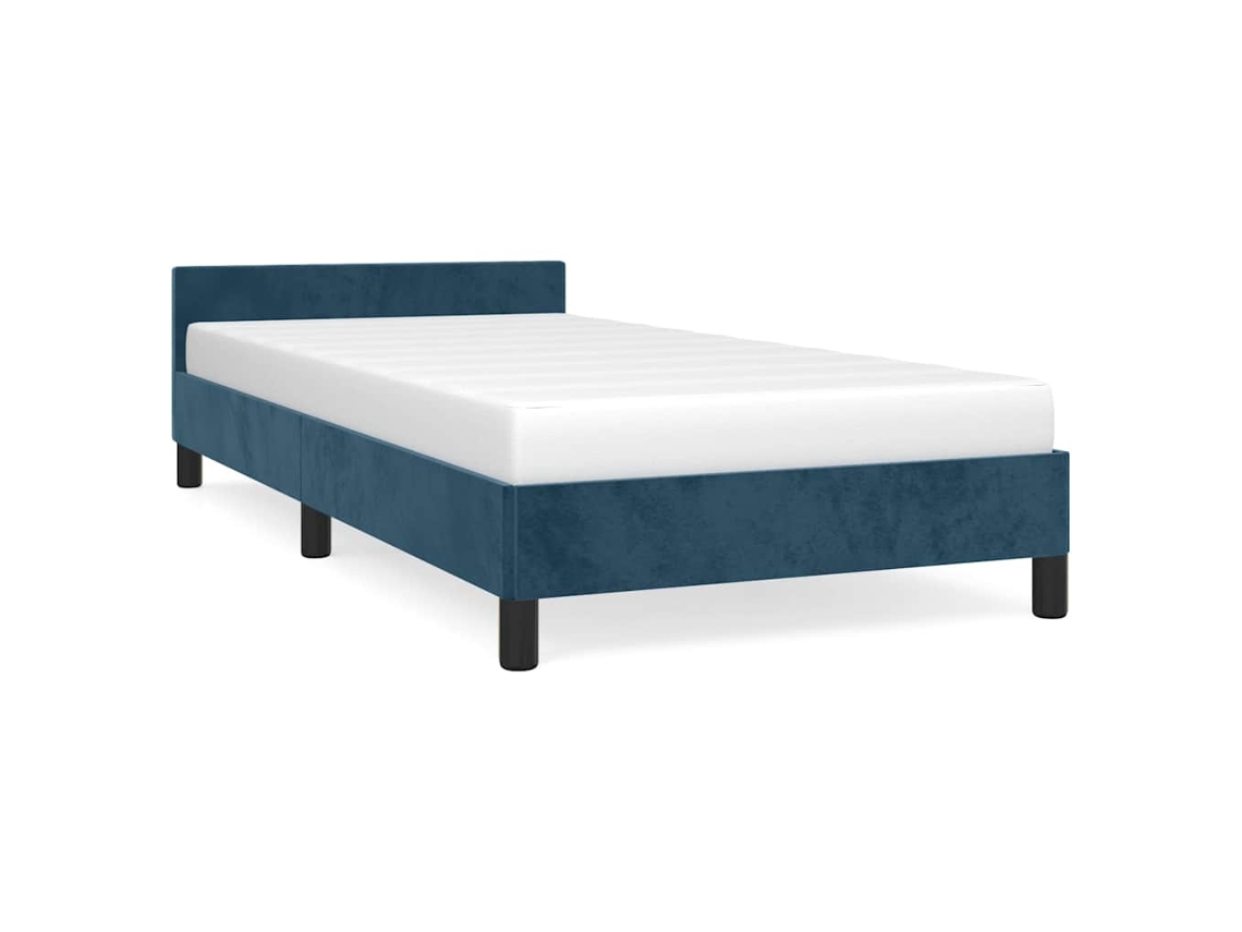Estrutura De Cama Com Cabeceira Vidaxl Azul Veludo (197 X 93 X 50 Cm)