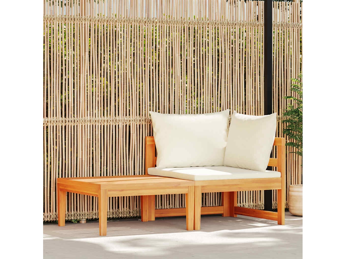Vidaxl 2 Pcs Conj. Lounge De Jardim C/ Almofadões Branco Nata Acácia