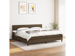 Vidaxl Cama Com Molas/colchão 200x200 Cm Tecido Castanho-escuro