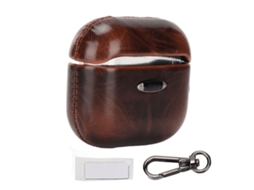 Capa para Fones de Ouvido Capa Portátil para Airpods 3 com Padrão Retro Crazy Horse EOOCOO (protege os Fones de Ouvido com Carabiner)