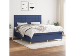 Vidaxl Cama Com Molas/colchão 160x200 Cm Tecido Azul