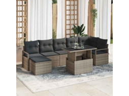Vidaxl Conjunto De Sofá De Jardim 8 Unid. Cinzeto Vime Pe