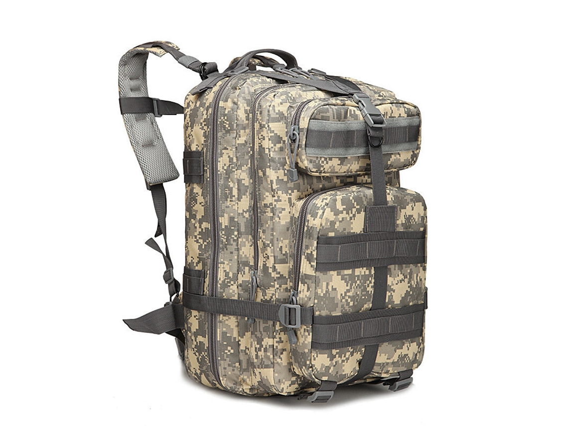 Mochila Tática Para Atividades Ao Ar Livre Cáqui 25-30l Em Nylon 600d Impermeável Com Estampa Camuflada Ideal Para Trekking E Montanhismo
