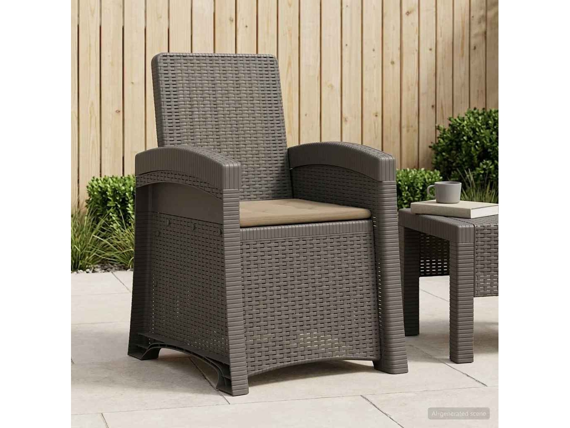 Vidaxl Cadeira De Jardim Reclinável Com Aparência De Rattan Pp