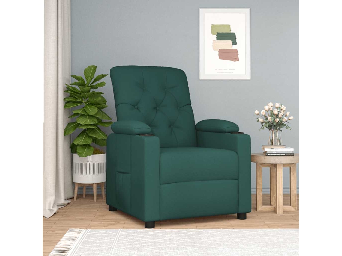 Vidaxl Poltrona Reclinável Tecido Verde-escuro