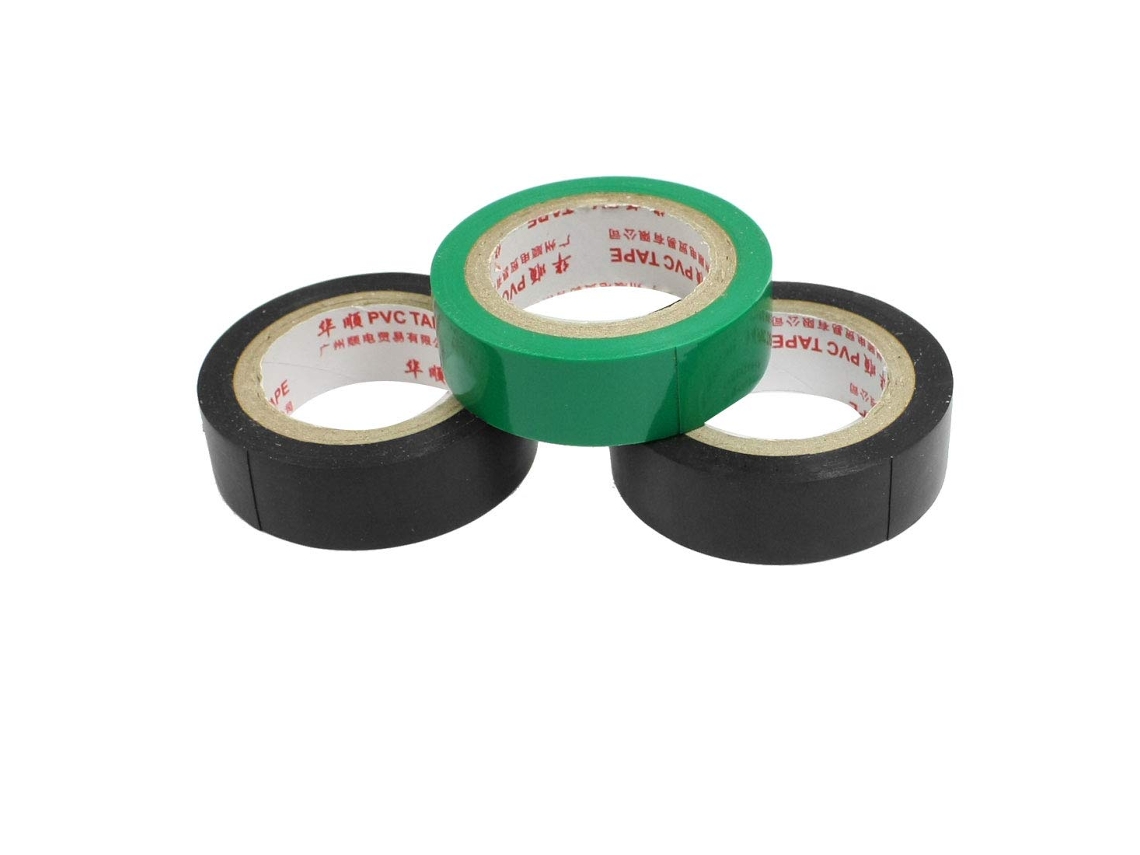 Rolos de Fita Isolante Adesiva Preta e Verde de 5 Cm X 1,5 Cm, 3 Peças CHABERLU