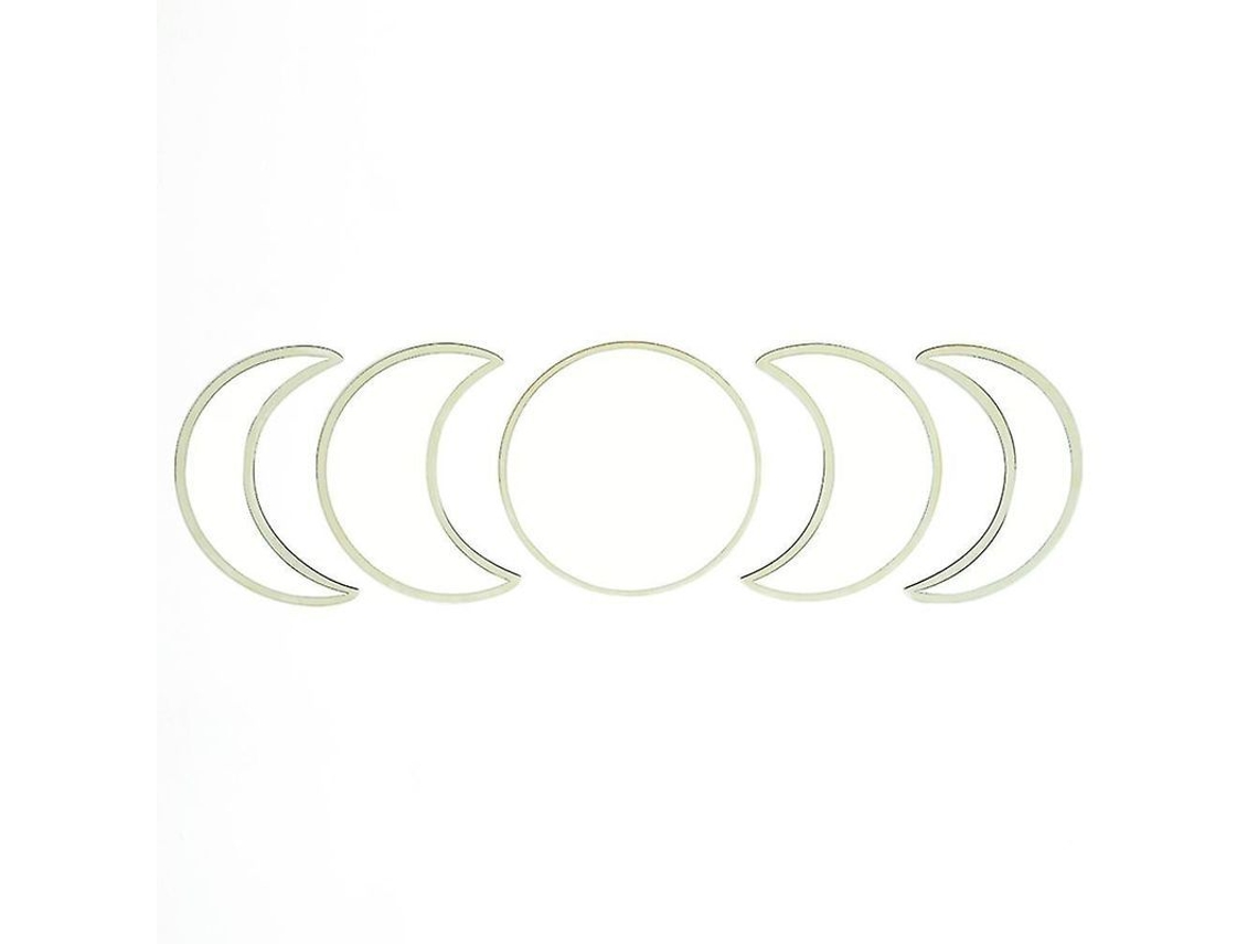 Espejos Decorativos De Fase Lunar Estilo Nórdico De Madera Y Acrílico Para Dormitorio 5pcs Beige