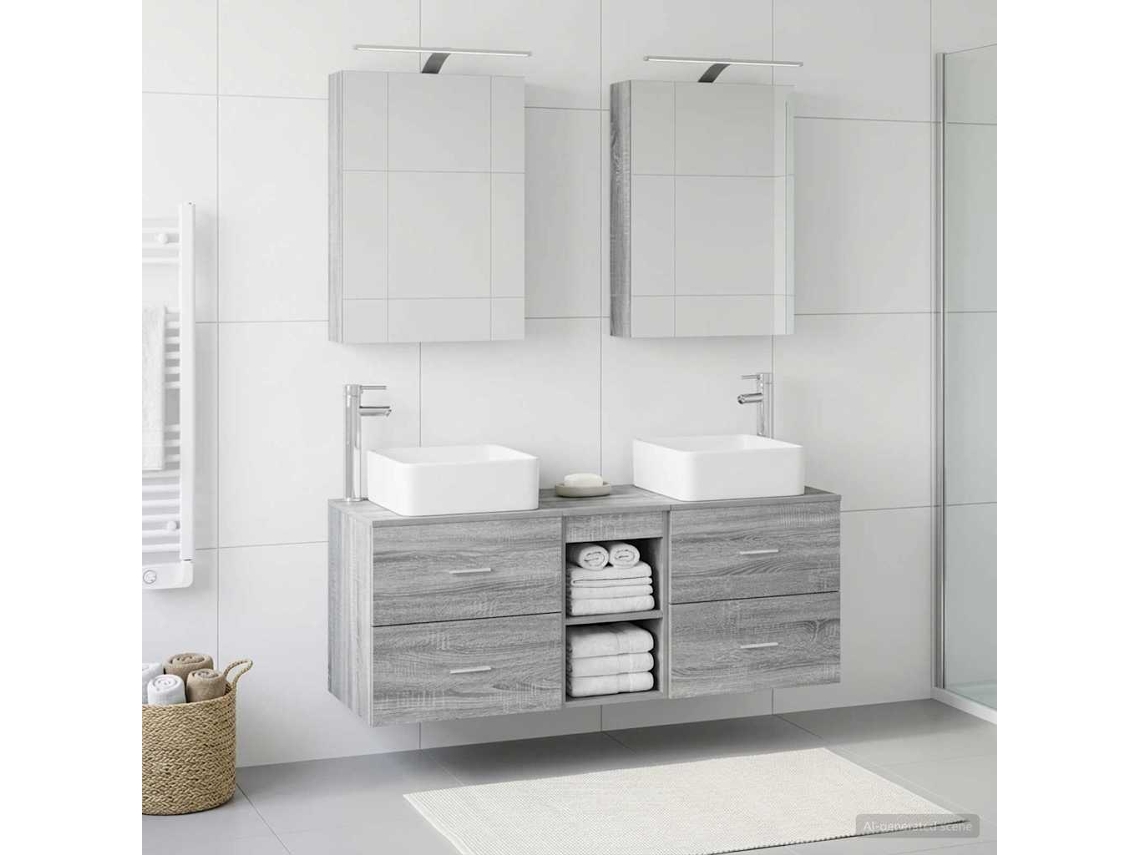 Vidaxl Conjunto De Móveis Para Banheiro 5 Unid. Sonoma Cinzento