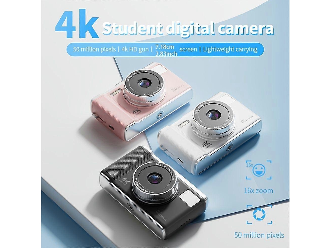 Máquina Fotográfica Digital 4k Com Zoom 16x E Ecrã Ips De 2,8 Polegadas
