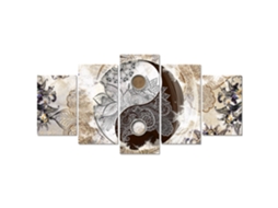 Quadro Moderno DEKOART Ying Yang Abstrato Zen Bege Marrom (200 X 100cm)