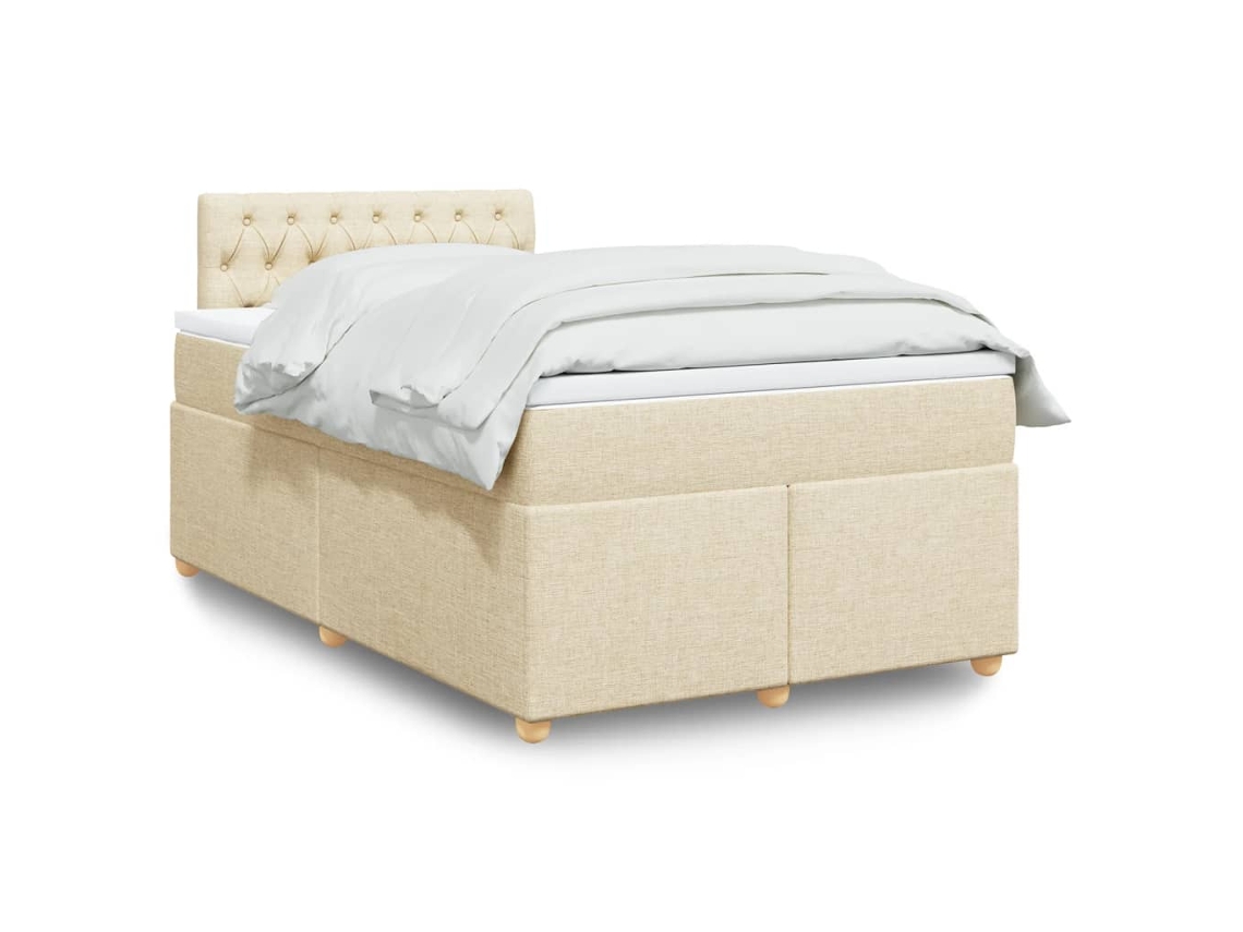Vidaxl Cama Boxspring Com Colchão 120x190 Cm Tecido Cor Creme