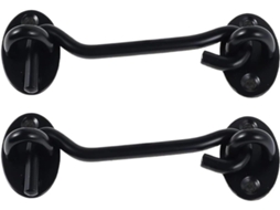 Fecho Para Porta De Celeiro, Conjunto De 4 Peças Em Aço Inoxidável Com Gancho E Olhal, Preto, Para Portas De 3a 6 Polegadas