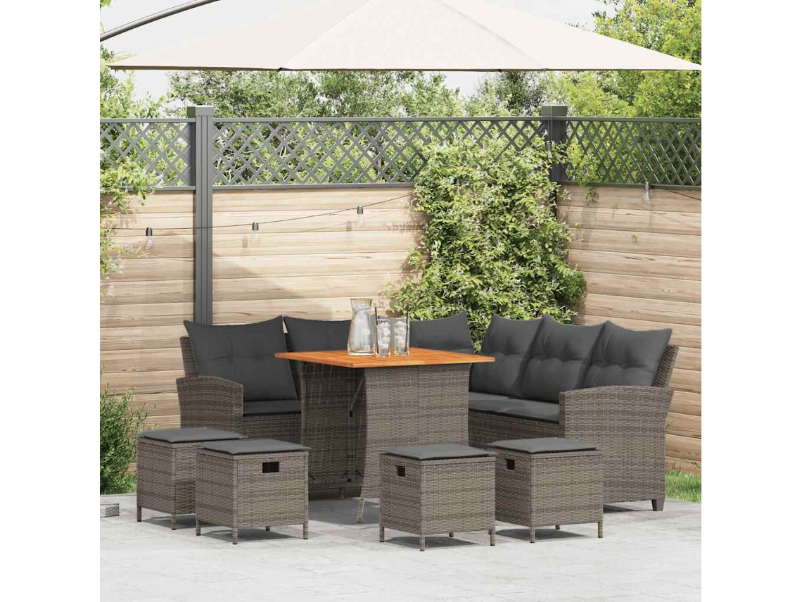 Vidaxl 6 Pcs Conjunto Sofás De Jardim Com Almofadões Em L Vime Pe