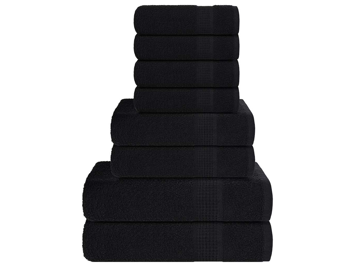 Towel Set, Towel Sets Vidaxl Preto Algodão (n/a)