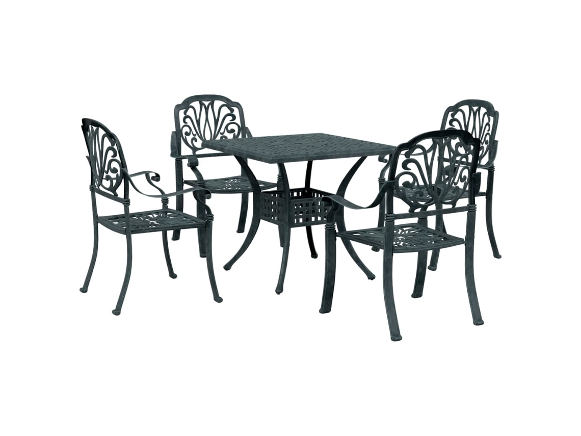 Maison Exclusive - 5 Pcs Conjunto De Jantar Para Jardim Alumínio Fundido Verde