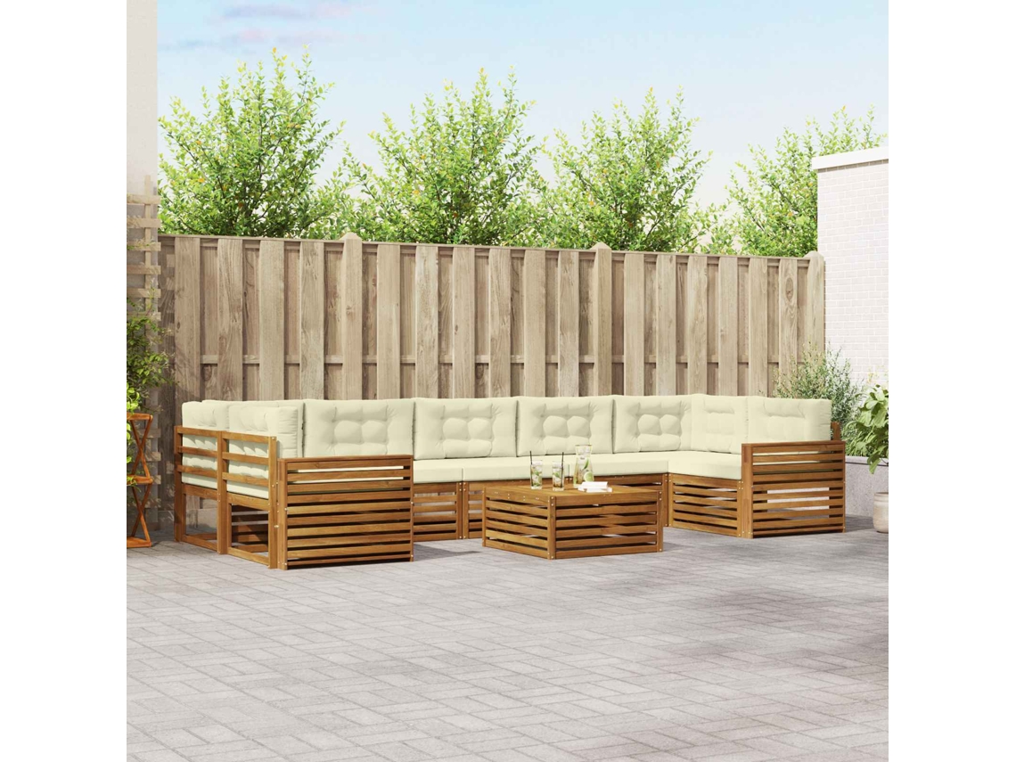 Vidaxl Conjunto De Sofás Para Exterior 8 Unid. Natural E Creme