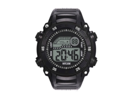Relógio eletrônico digital infantil com pulseira de PVC, 5 cores (preto)