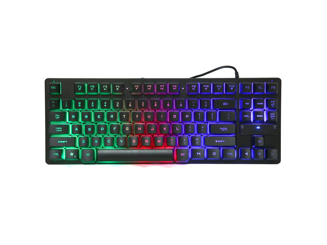 Aetheria teclado Gamer com Fio 87 Teclas Iluminação Colorida Design Ergonômico para Desktop e Notebook Preto