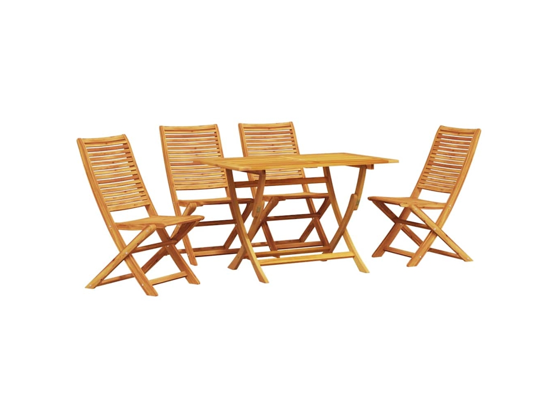 Conjunto 5 De Jantar Rústico Para Jardim Vidaxl Marrom Madeira De Acácia Maciça