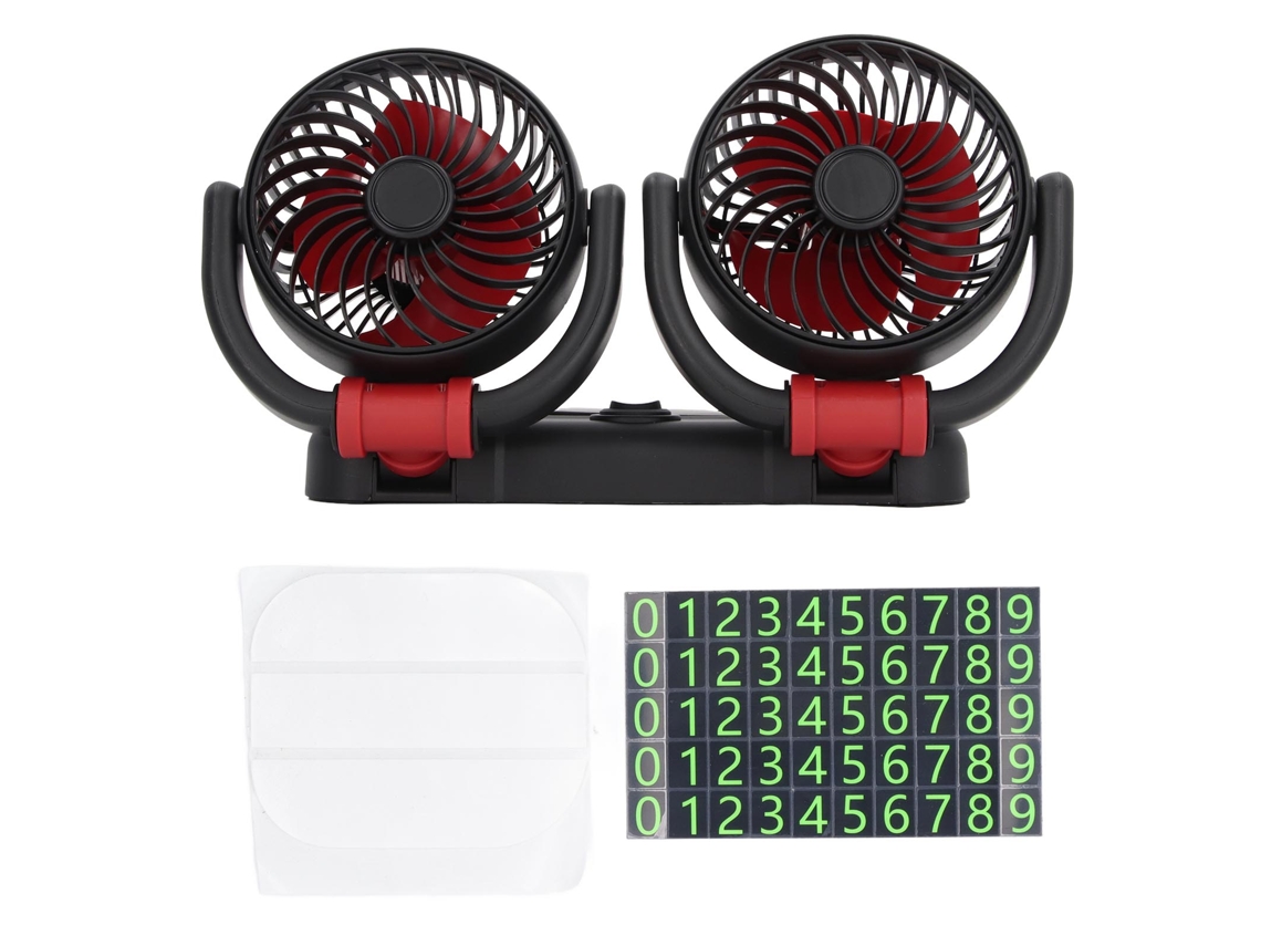 Ventilador Doble Cabeça para Coche DC24V Motor Sem Escovas 2 Velocidades Giratório 360 Graus com S/MARCA