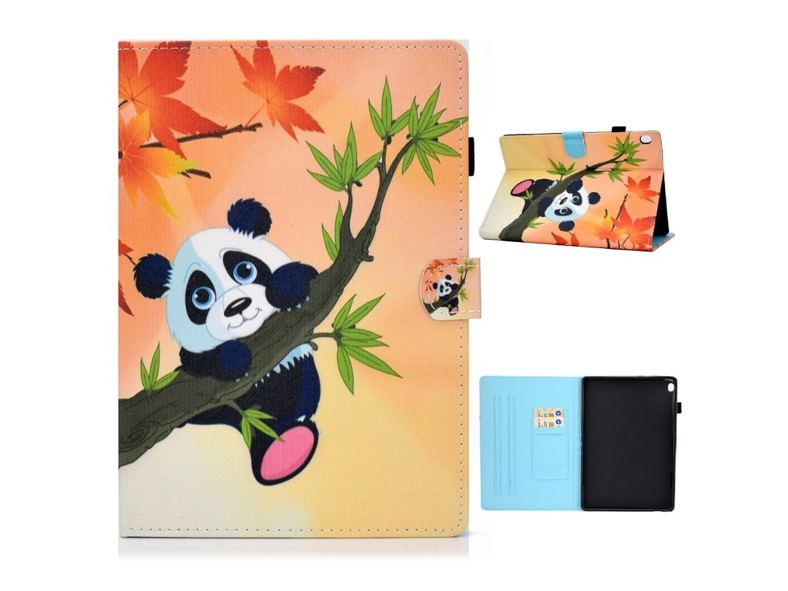 Capa Flip De Couro Com Estampa De Panda Para Lenovo Tab M10