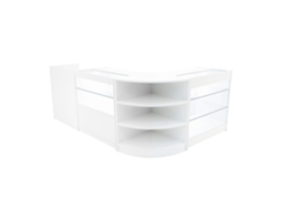 Conjunto de Balcões Comerciais Theia | Branco | LM60 K900 C900 TB60 | MDF e Vidro Temperado | Prateleiras MonsterShop