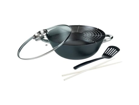 Wok Multifuncional 5 Peças Gsw 860956 Ferro Fundido 32 Cm Todos Os Tipos De Fogo, Inclusive Indução