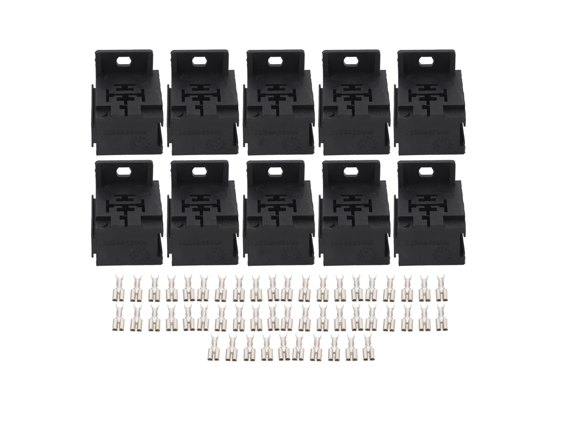 10 Piezas Socket de Relé 5p 40a com 50 Terminales para Alarmes, Carros, Luzes e Arranque Remoto