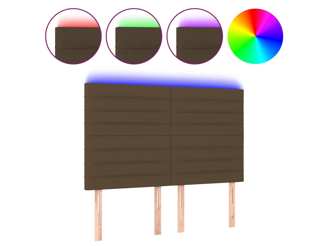 Cabeceira de cama com luzes LED em tecido Castanho MAISON EXCLUSIVE (144x5x118 cm)