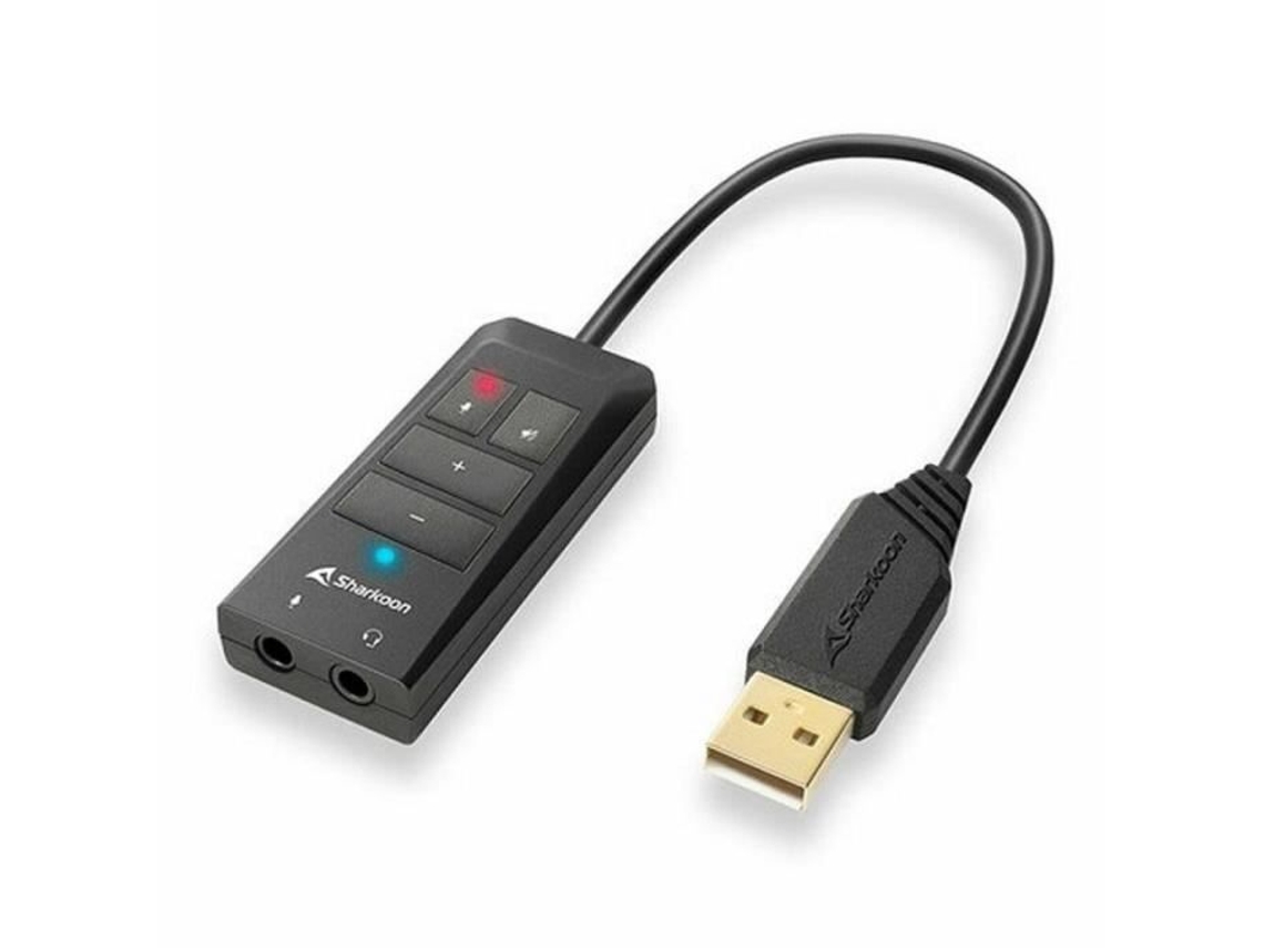 Placa de som externa USB Sharkoon SB2 7.1 compatível com Windows e Macs Brilvibera