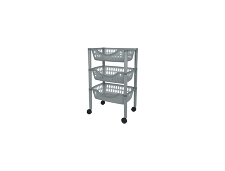 Carrinho De Legumes Multiuso 3 Andares 66,5 X 39,3 X 26,5 Cm Cor Prata - 185 JUYPAL