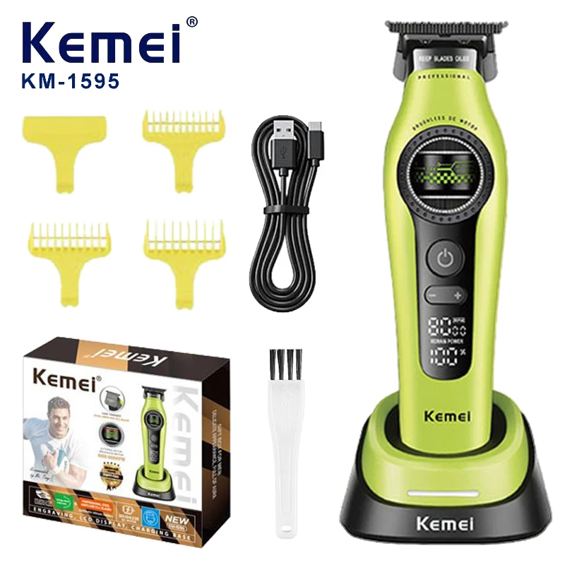 (verde) Máquina De Cortar Cabelo Profissional Com Motor Brushless De Rotor Externo, 8000 Rpm, Máquina De Cortar Cabelo Masculina
