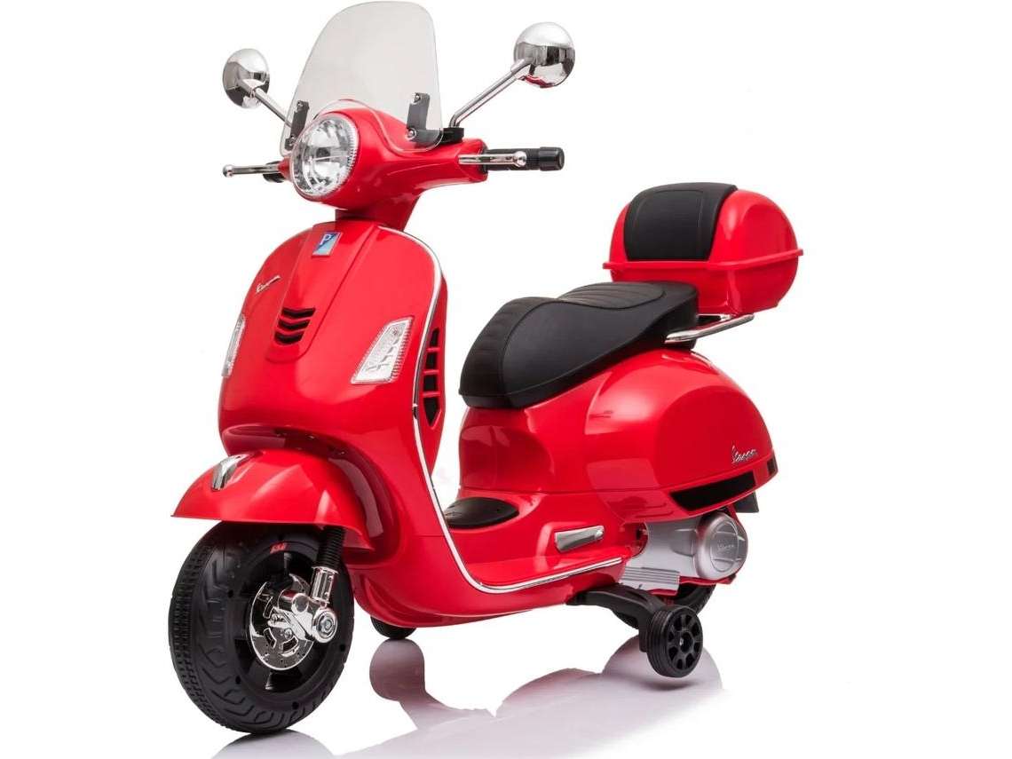 Vespa Gt Moto Elétrica Infantil Vespa  3 A 6 Anos –  Vespa Infantil Li-ion Com Assento Em Pele Sintética, Mp3 Aux &amp; Usb – Vermelho