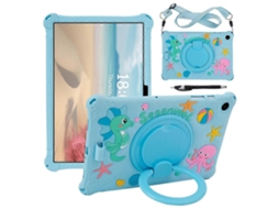 Capa De Silicone Com Suporte Giratório E Desenho Animado Para Samsung Galaxy Tab A9 Com Cordão Slowmoose