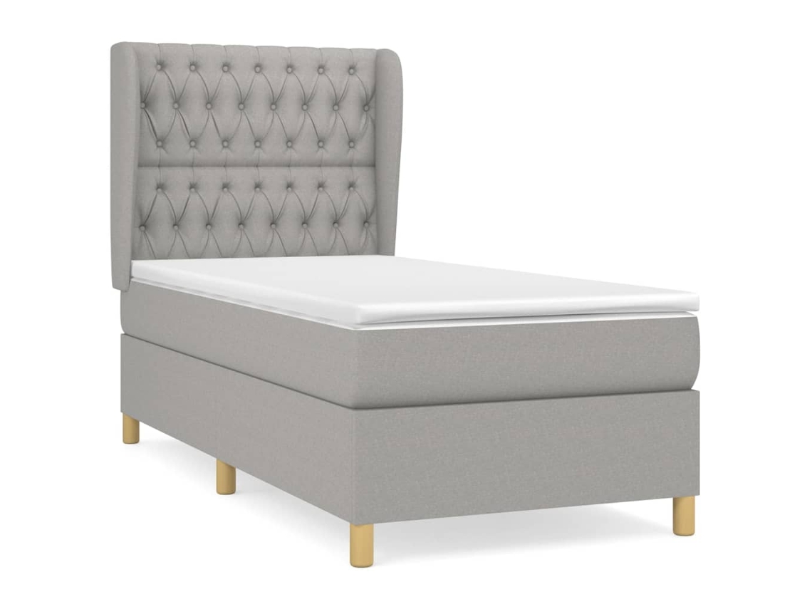 Cama com Molas e Colchão Tecido Cinzento Claro MAISON EXCLUSIVE (100x200 cm)