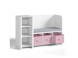 Estante De Livros Para Crianças Com Banco Høylandet 76x112x40 Cm - Branco/rosa [EN.CASA]