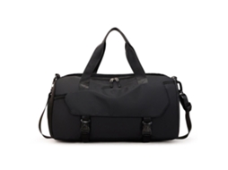 Bolsa Pequena para Academia, Esportiva, de Viagem, Tipo Duffel, Fins Semana, com Compartimento Impermeável e Sapatos, Preta. AQUAFORGE